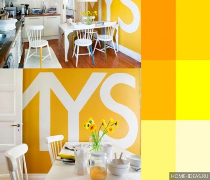 Culoarea galbenă în interior și combinația sa în sufragerie, bucătărie, dormitor și pepinieră