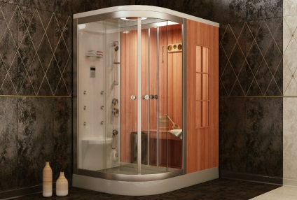 Cabină de duș cu saună finlandeză, baie turcească, infraroșu