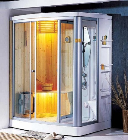 Cabină de duș cu beneficii pentru saună, vedere și instalare, reparații și proiectarea băii