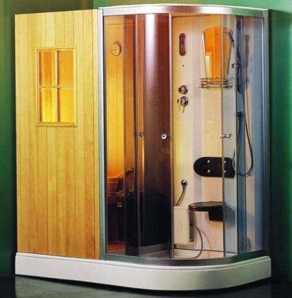 Cabină de duș cu vedere la saună, dispozitiv, cum să alegi