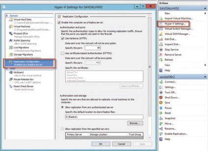 Folosind replica hiper-v în serverul Windows 2012, ferestrele sunt pro