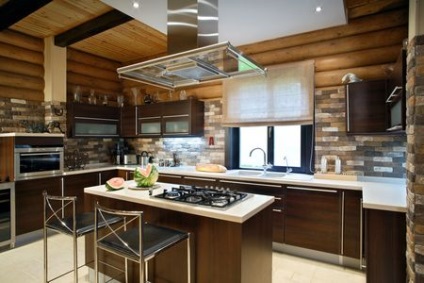 Bucătărie în casa de imagini grinzi fotografie de design interior