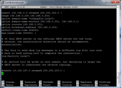 Configurarea serverului dhcp pe ubuntu