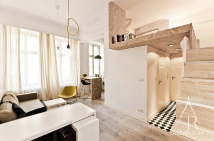 Félelmetes tervezés egy egyszobás stúdió apartman származó alexroom