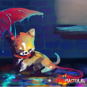 Lecții de pictura - cum să desenezi un catel în ploaie