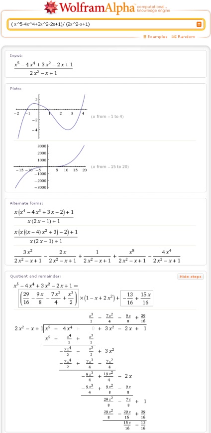 Wolframalpha în matematica rusă cu tungsten, alfa pas cu pas