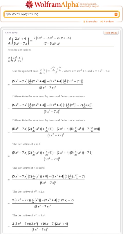 Wolframalpha în matematica rusă cu tungsten, alfa pas cu pas