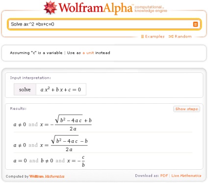 Wolframalpha în matematica rusă cu tungsten, alfa pas cu pas