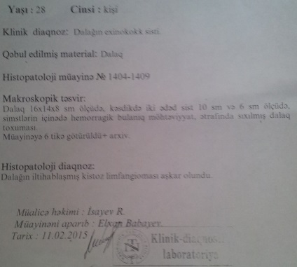 Diagnosticul diferențial al echinococcozei splinei