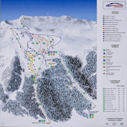 Statiunea de schi Vitosha din Bulgaria pe harta muntelui