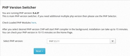 Cum de a schimba versiunea de php pe un server care rulează panoul web centos - funcționează sub control