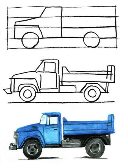 Cum de a desena o masina pas cu pas - cum sa desenezi un camion