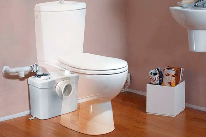 Pompă de canalizare pentru toaletă de toaletă în tipurile de apartamente, instalare