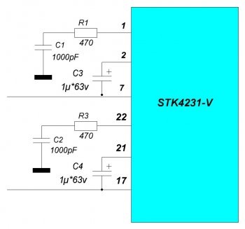 Amplificator mobil clamshell pe stk4231, 2 x 120 wați - datagor de reviste practice electronice