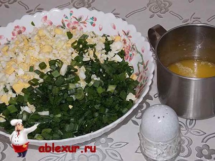 Pite zöld hagymát és a tojás recept fotókkal