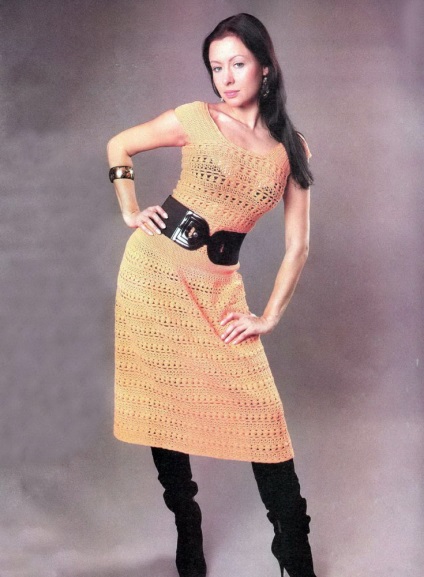 O rochie din motivele schemei de croșetat, mk cu pas-cu-pas fotografii și video pentru începători