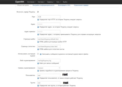 Proxy Tinyproxy pe router