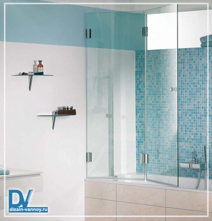 Glass függöny a fürdőszoba, zuhanyzó tolószárnyban és képek
