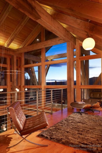Stilul cabanei Alpine, designul interior frumos și modern