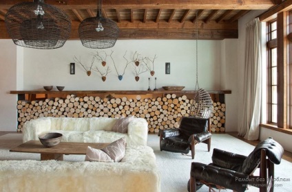 Stilul cabanei Alpine, designul interior frumos și modern