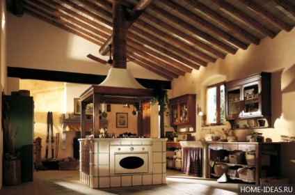 Stilul țării în fotografia interioară a bucătăriei, designul micului bucătărie în stilul țării