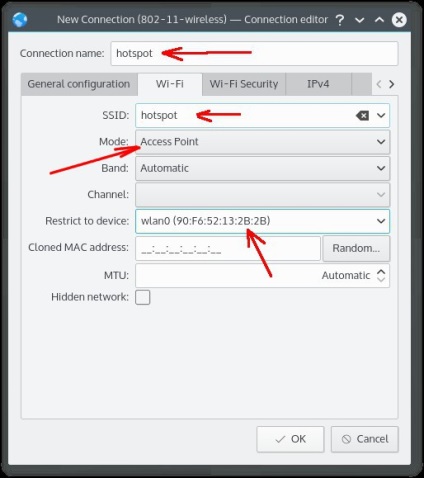 Punct de acces wifi to kde manager de rețea