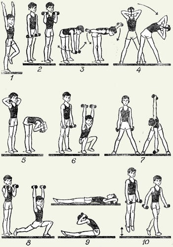 Exerciții cu gantere pentru elevi de 14 ani