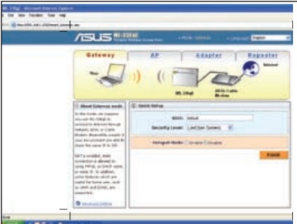 Setarea modurilor de operare ale punctului de acces asus wl-330ge