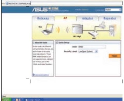 Setarea modurilor de operare ale punctului de acces asus wl-330ge