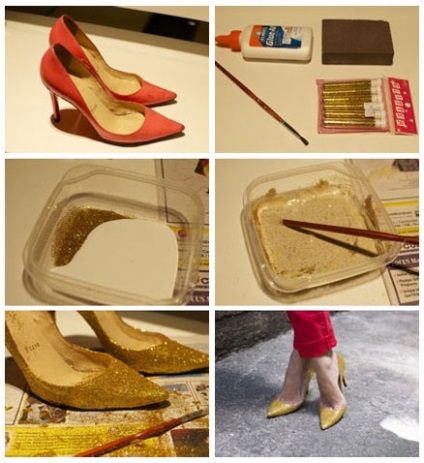 Pantofi strălucitori cu mâinile proprii, lucrări de artă creative