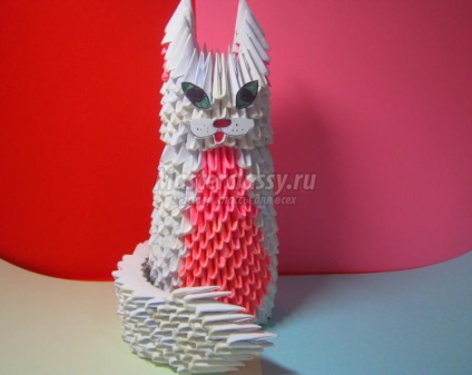 Modular origami alb cat - origami modular