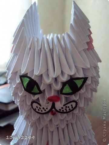 Modular origami alb cat - origami modular
