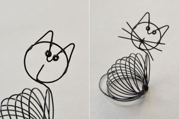 Lucruri utile minuțioase reprezintă hârtia sub formă de pisică din fire, cu mâinile tale