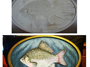 Pictura pește de lemn - târg de maeștri - manual, manual