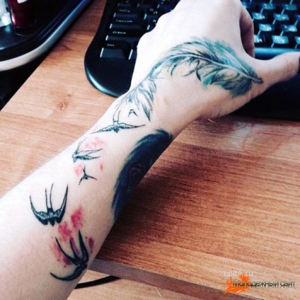 Feather tetoválás jelentését és fotók tetoválás tollal Firebird, Peacock, az indiai