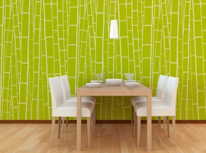 Zöld tapéta a konyha, belső fotó