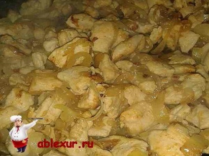 Carne de vită stroganoff de la pui în rețetă de iaurt cu fotografie
