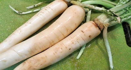 Daikon beneficiază de compoziția de rău și de conținutul de calorii