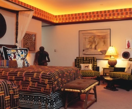 Belsőépítészet az afrikai stílusú színek, bútorok és dekoráció kiválasztásában