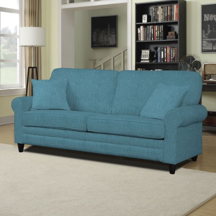 Canapele albastru reglează interiorul cu o canapea albastră