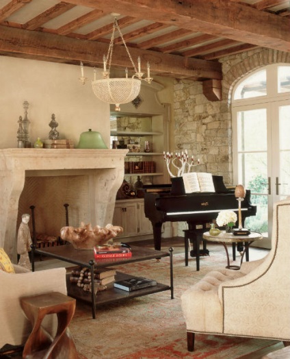 Camera de zi în stil Provence sau stil Provence în interiorul camerei de zi