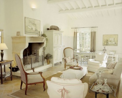 Camera de zi în stil Provence sau stil Provence în interiorul camerei de zi