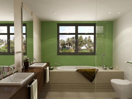 Tervezési ötletek hamis ablak a fürdőszobában, ami nem hagyja közömbösen