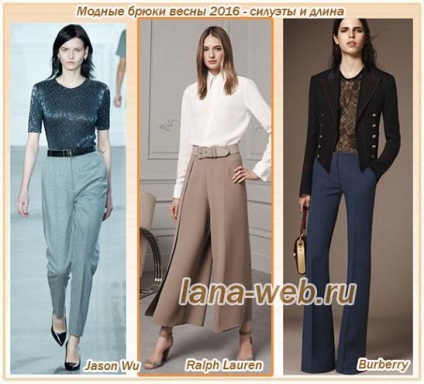 Pantaloni la modă de primăvară 2016 - siluete și lungime