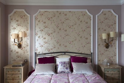 Tapéta a hálószobában a stílus Provence klasszikus színes fotók a feng shui, elegáns apartmanok japán