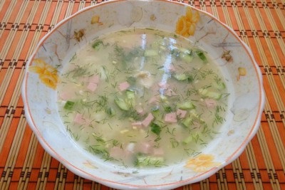 Okroshka pe supa de pui 2 pregătirea recipientelor de retete