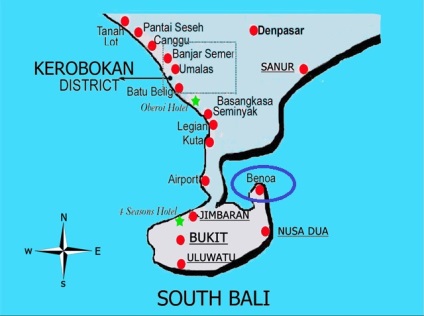 Jellemzők területek Bali