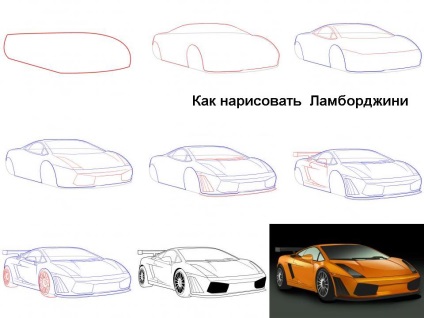 Instrucțiuni pas cu pas pentru desenarea lamborghini