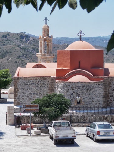 Ortodoxă icoană miraculoasă din Rhodos, mănăstire misionară și biblie în fresce, ortodoxă