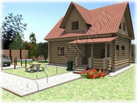 Projektek vidéki házak, építése és tervezése faház, egy szabványos projekt